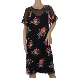 Superfoxx Floral Embroidered Sheath Dress Large NWT